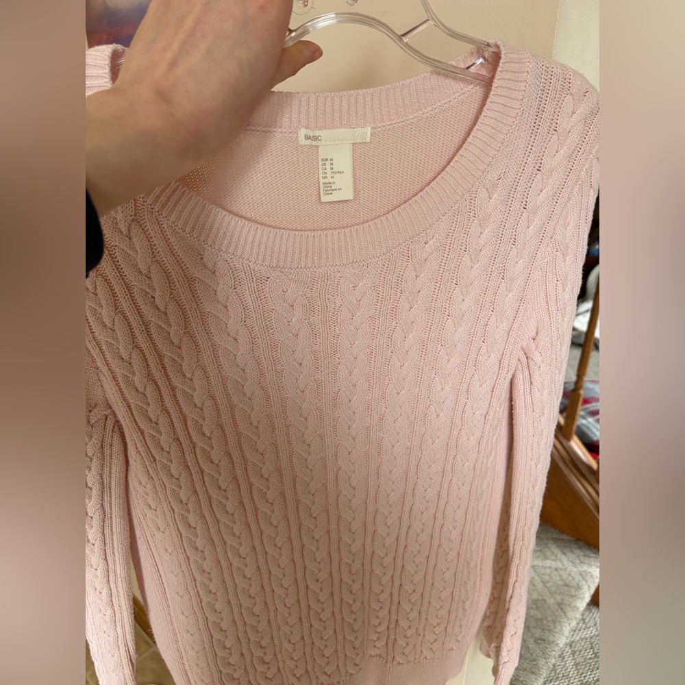 Women's Pink Cable Knit Sweater